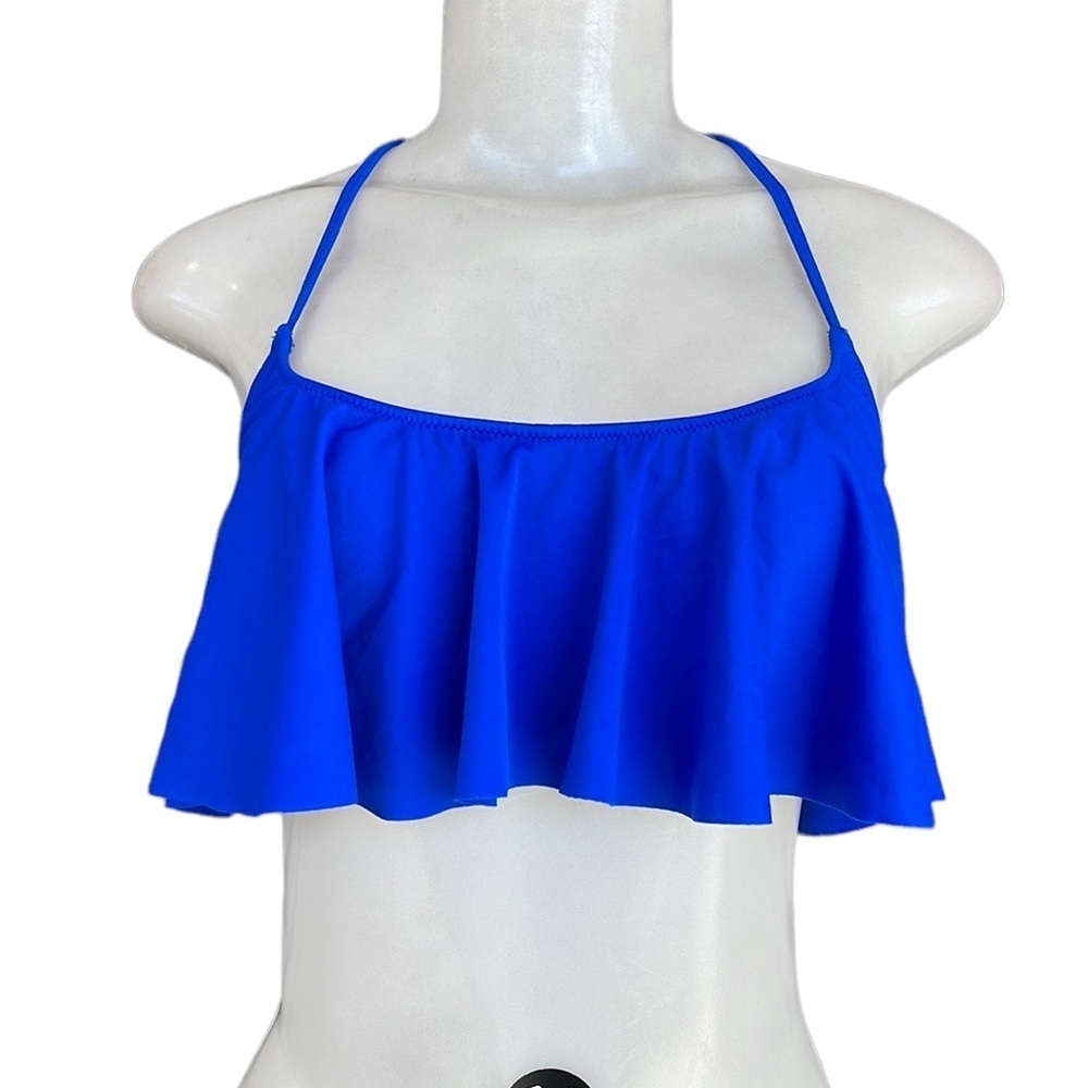 PINK Victoria's Secret Royal Blue Flounce Bikini Top Size S - Picture 1 of 9